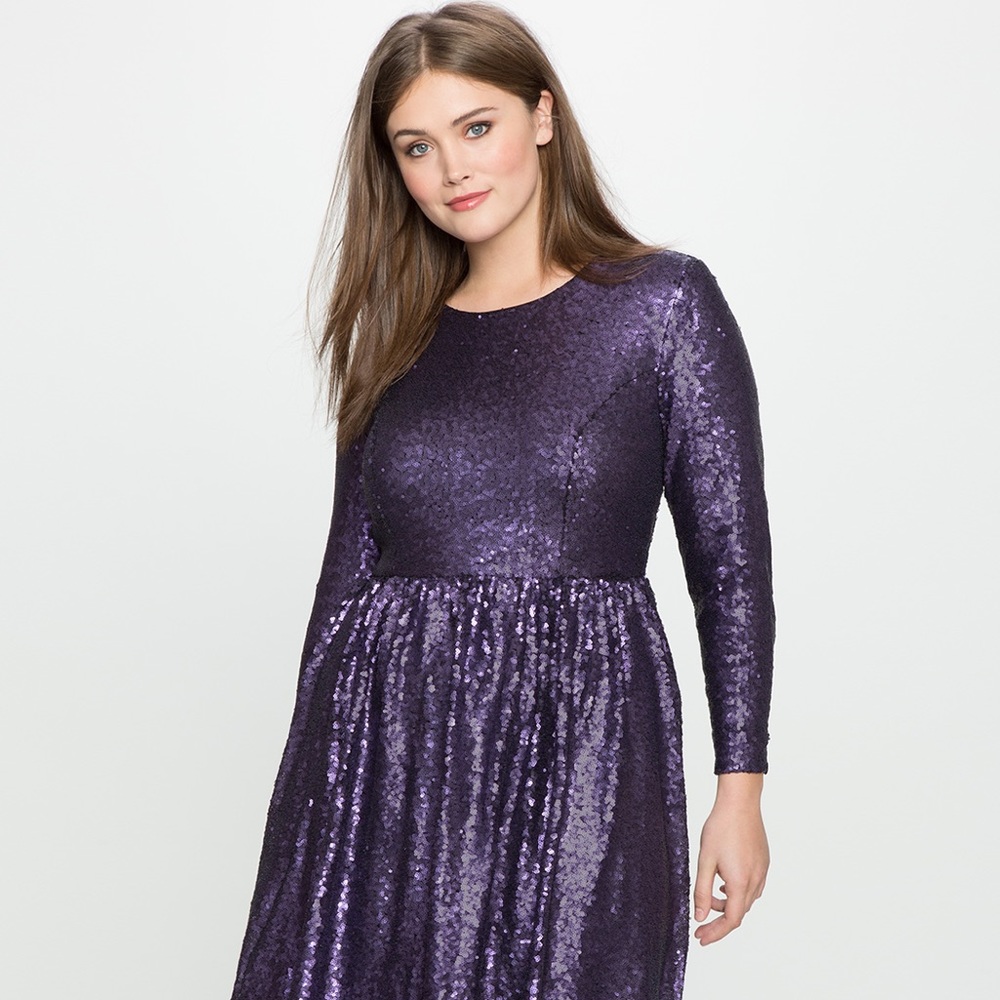 Eloquii Sequin Fit and Flare Party Dress - Petite